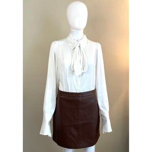 Altar'd State Chocolate Faux Leather Mini Skirt M